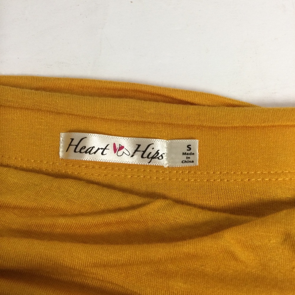 Heart Hips Womens Strapless Mustard Yellow Gathered Jumpsuit Sz S - Picture 10 of 14